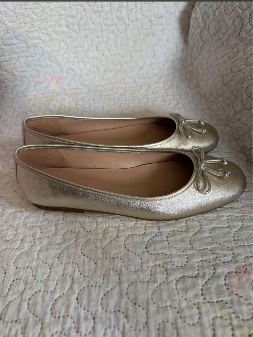 Cole Haan Silver Metallic Bow Flats